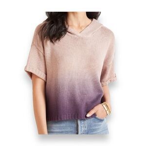 525 America Hooded Oversized Short Sleeved Ombre Sweater Size Small